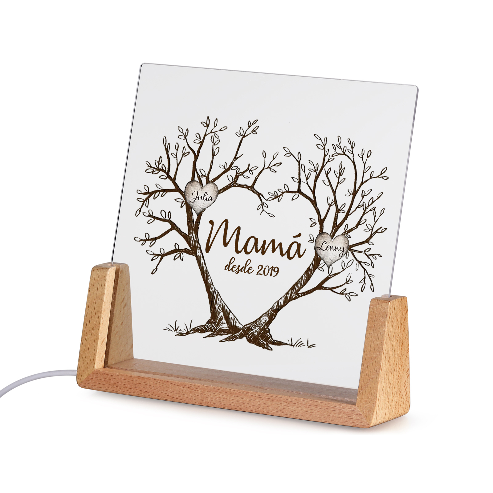 A mi mamá/abuela-Lámpara Personalizada con 2-8 Nombres, 1 Texto y 1 Fecha "árbol de la vida" 3D Ilusión Luz de Noche-Jessemade ES
