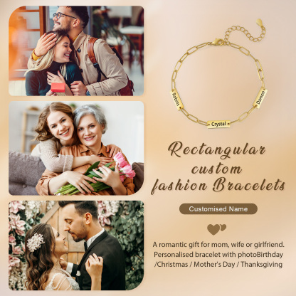 Pulsera para mujer con placas personalizadas con 3 nombres-Jessemade ES