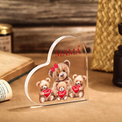 A mi mamá/abuela-Placa de acrílico "Nosotros" en forma de corazón 3 nombres y 1 texto personalizados-Jessemade ES