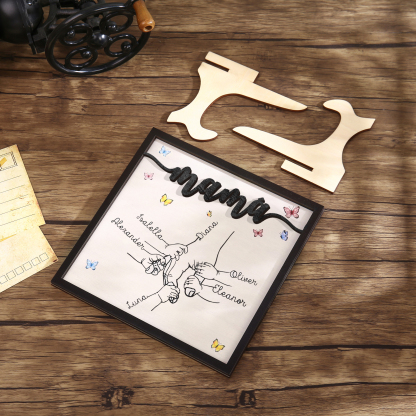 A mi mamá-Adorno 2-7 nombres personalizados decoración de madera mano con manitos-Jessemade ES