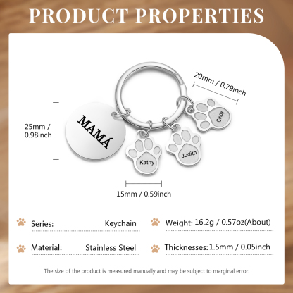 A mi familia - Llavero con 3 nombres personalizados en patas con texto-Jessemade ES