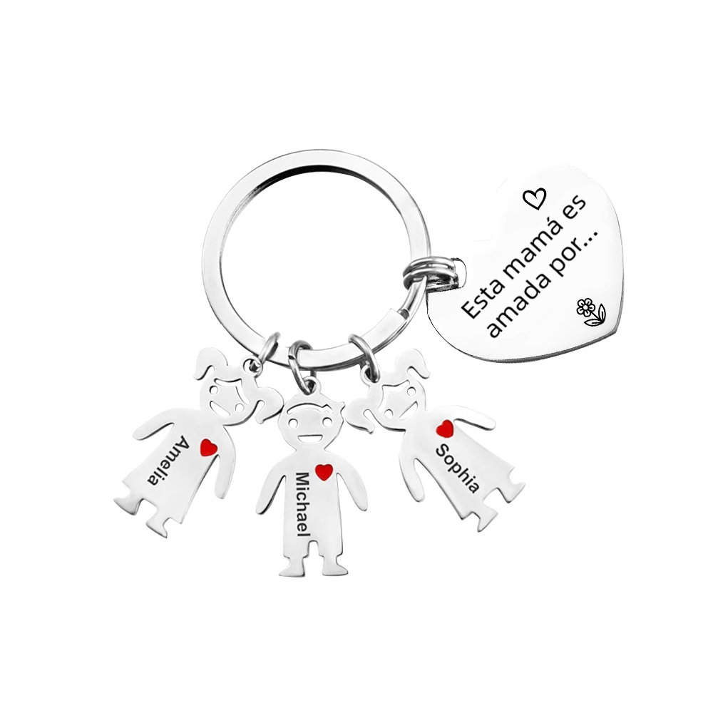 A mi mamá - Llavero con 3 nombres personalizados en "niños"-Jessemade ES