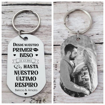 Llavero personalizado con foto, 2 nombres y una fecha para pareja-Jessemade ES