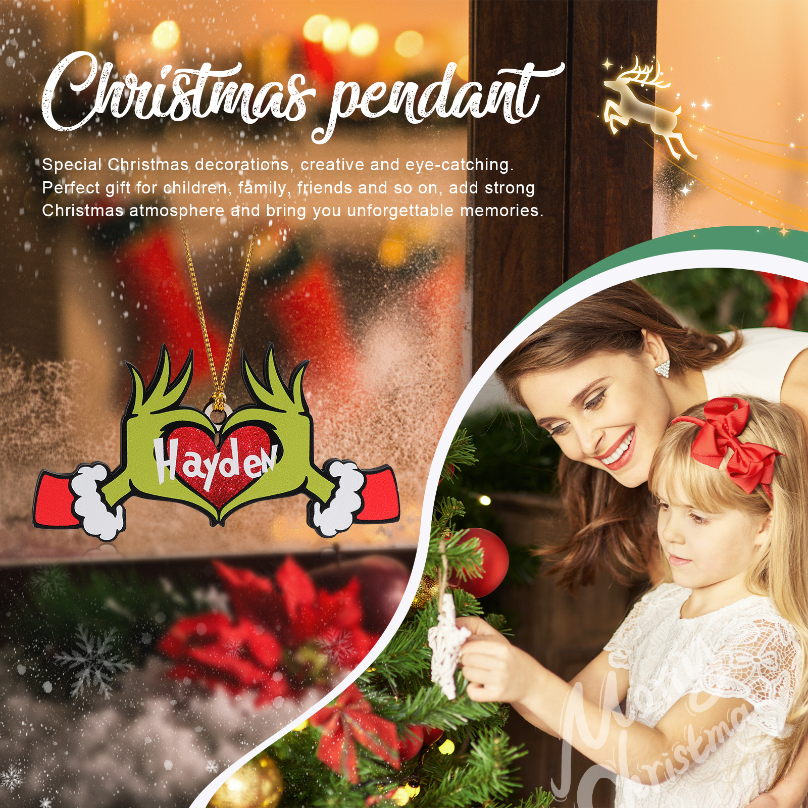 Navidad-Ornamentos Navideños de Madera la Mano Mágica 1 Nombre Personalizado