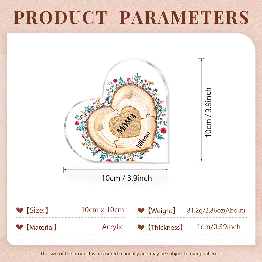 A mi mamá/abuela-Placa de acrílico "Corazones" en forma de corazón 2 nombres personalizados-Jessemade ES