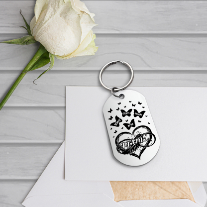 A mi mamá-Llavero 2-6 Nombres Personalizados CORAZÓN Y MARIPOSAS-Jessemade ES
