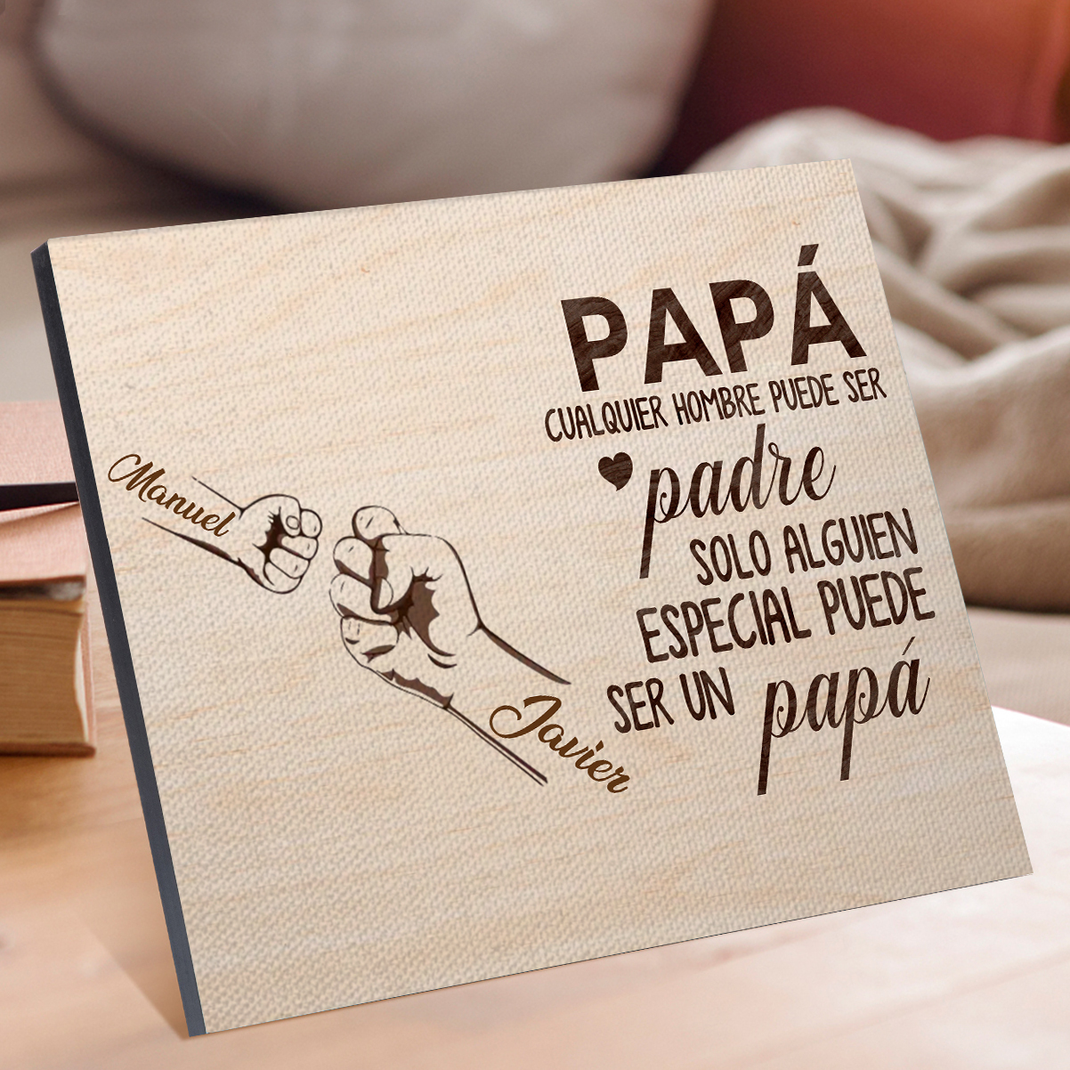 A mi papá - Lámina 2-6 nombres personalizados marco de madera puño con puño-Jessemade ES