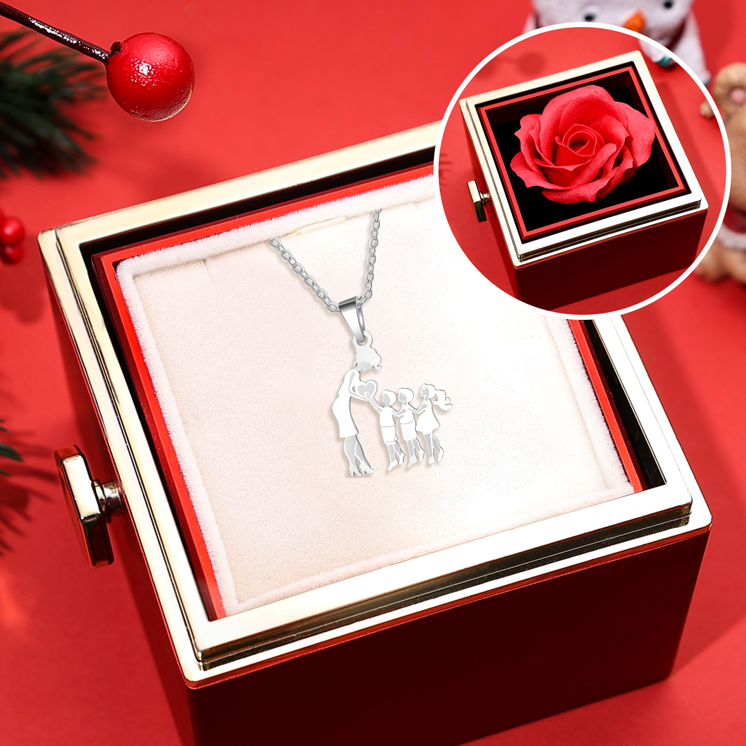 Collar con colgante de madre y tres hijos/hijas amor entre mamá y niños -Jessemade ES