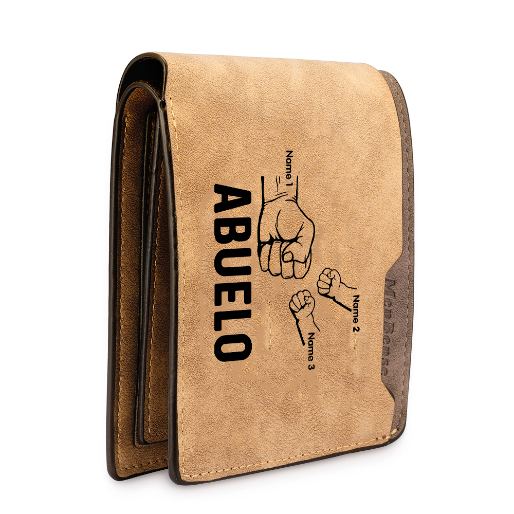 A mi abuelo-Cartera 2-5 nombres personalizados billetera clásica puño con puño -Jessemade ES