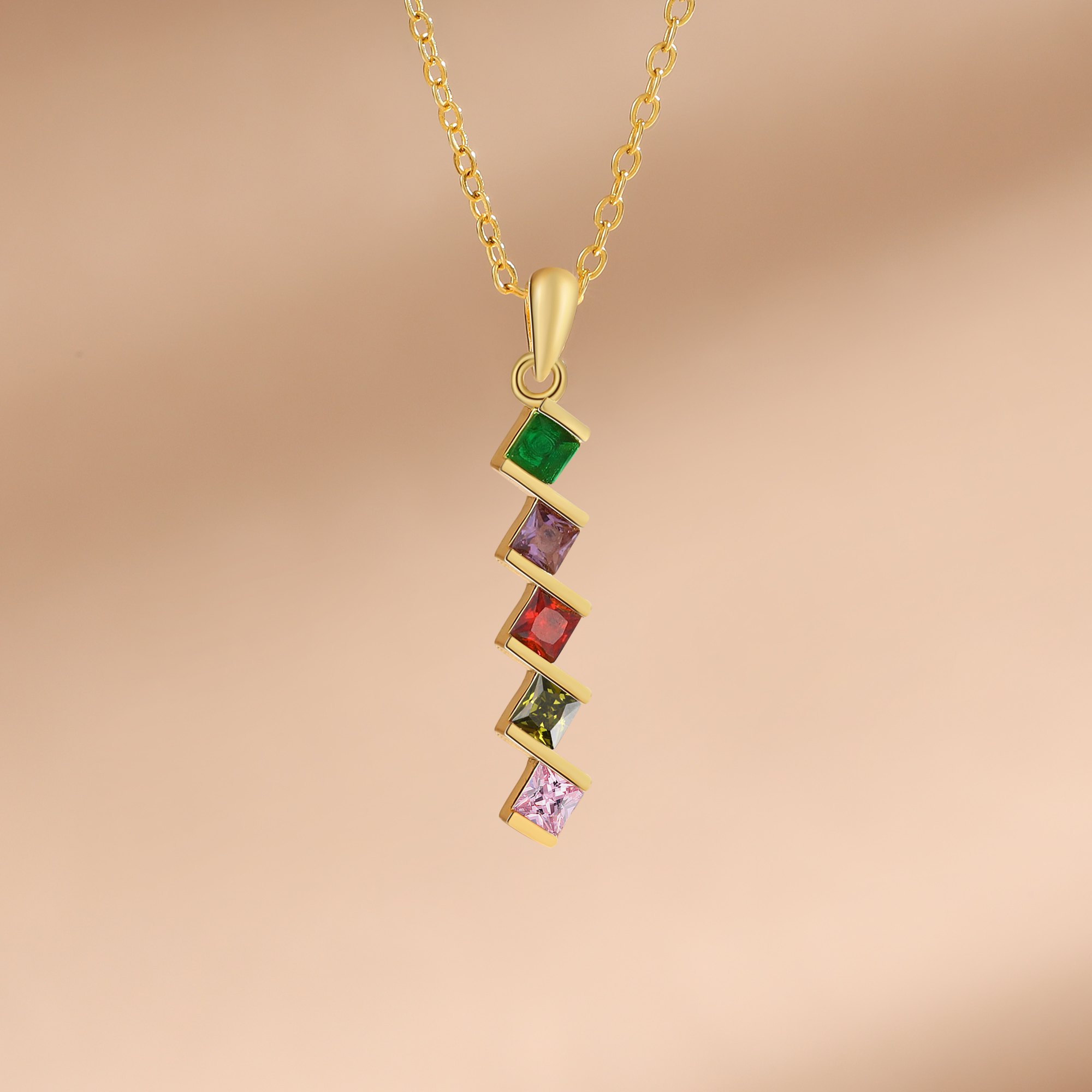 Collar para mujer con 5 piedras de nacimiento personalizadas-Jessemade ES