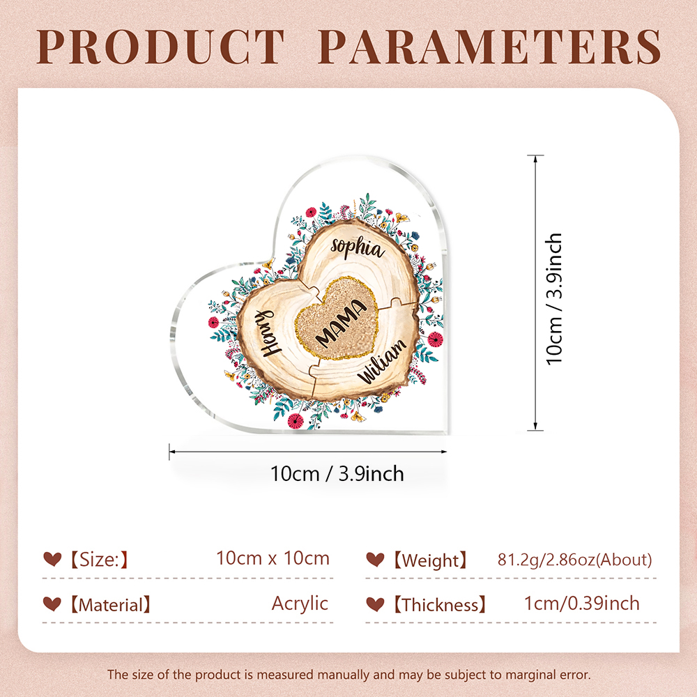 A mi mamá/abuela-Placa de acrílico "Corazones" en forma de corazón 4 nombres personalizados-Jessemade ES