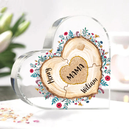 A mi mamá/abuela-Placa de acrílico "Corazones" en forma de corazón 3 nombres personalizados-Jessemade ES
