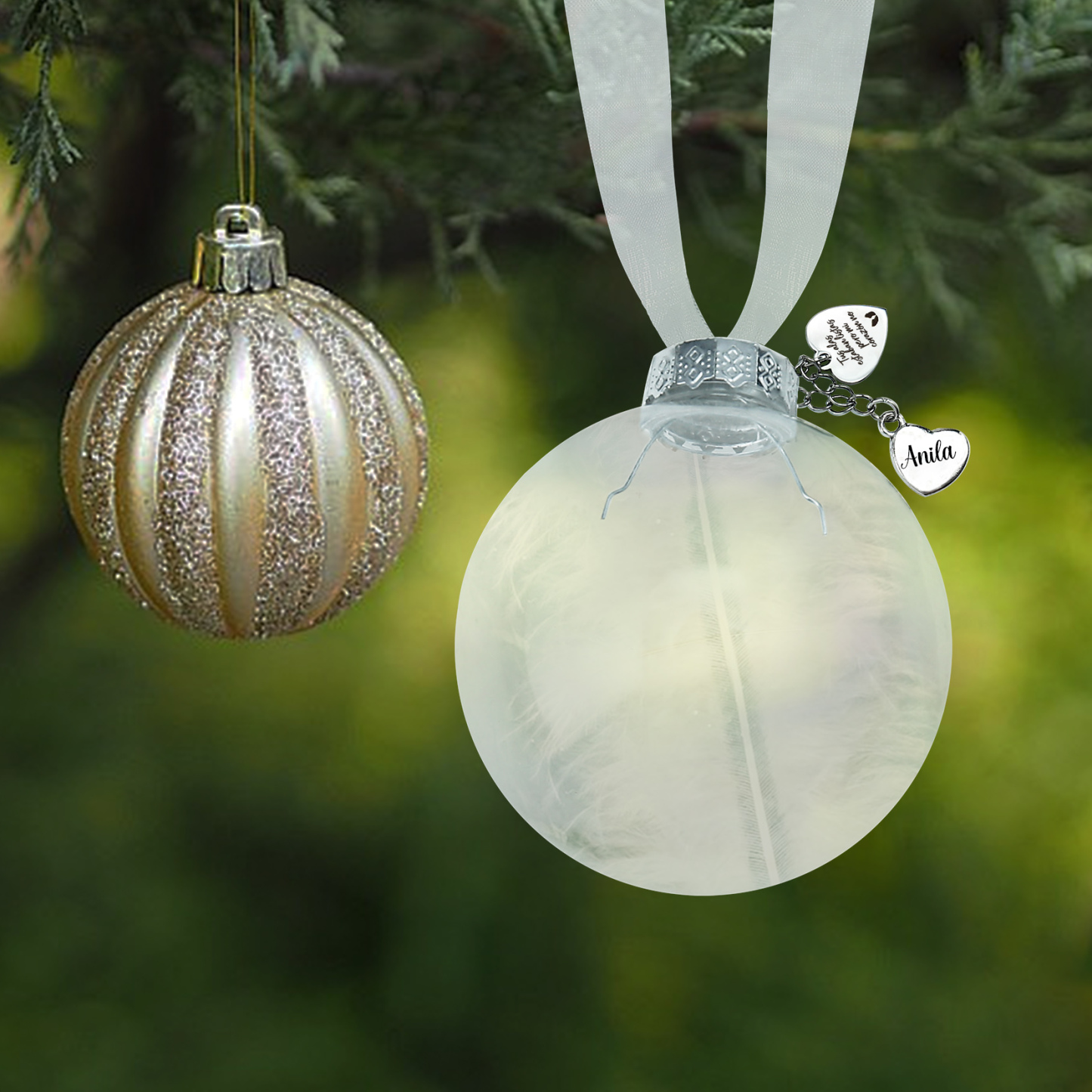 Bola navideña conmemorativa Adorno de Navidad 1 nombre personalizado con pluma -Jessemade ES