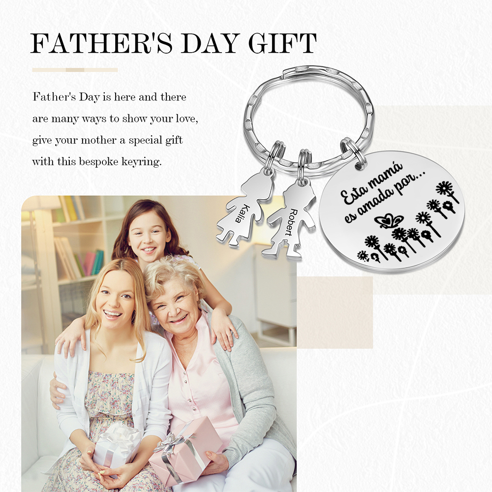 A mi mamá - Llavero con 2 nombres personalizados en "niños"-Jessemade ES