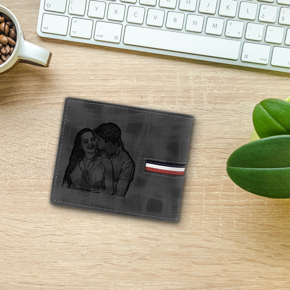 Cartera, billetera personalizada con 1 foto, 1 nombre y 1 letra monedero para hombre-Jessemade ES