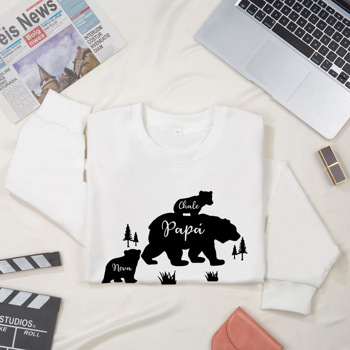 Familia-Sudadera "Oso y sus bebés" 3 nombres personalizados-Jessemade ES