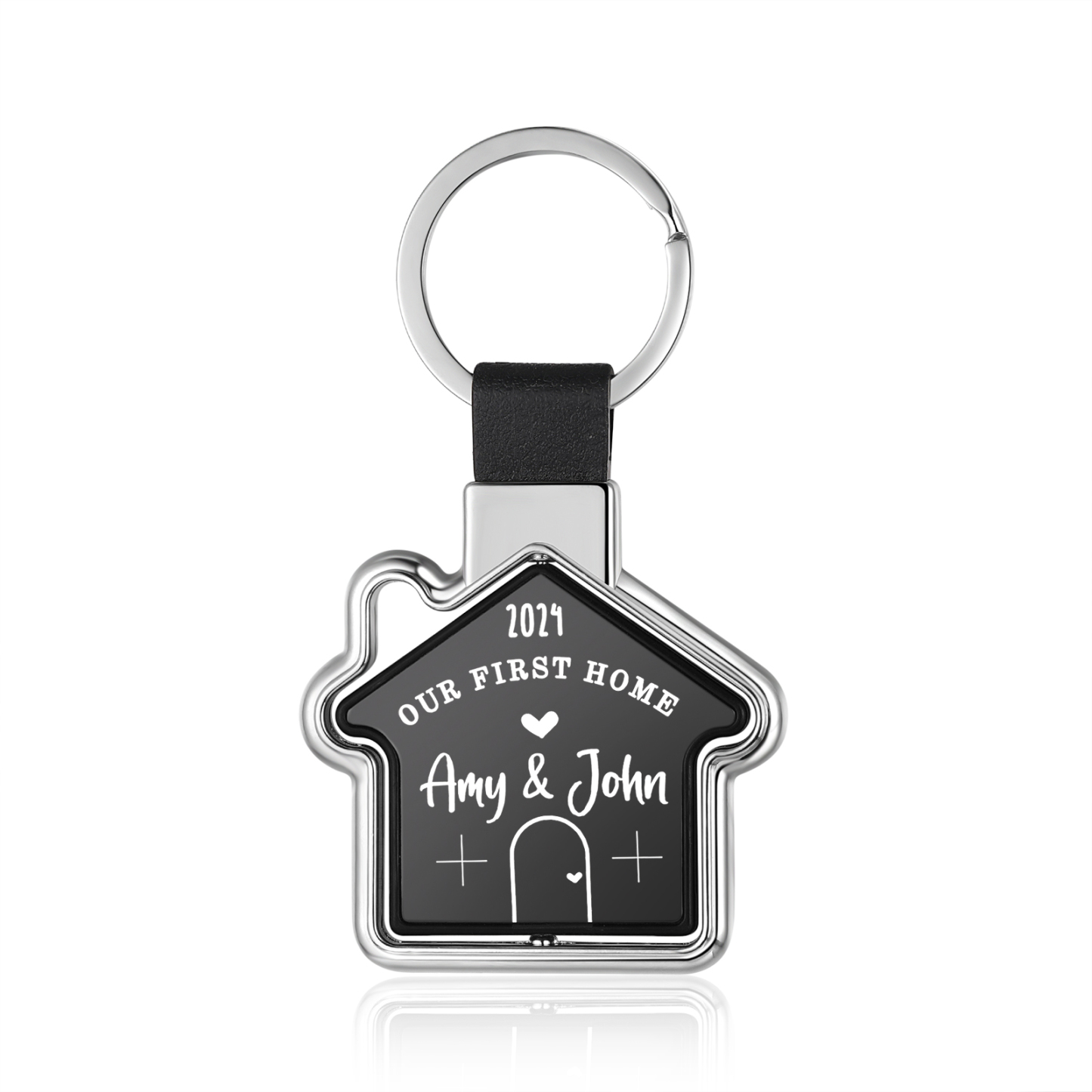 Dulce casa-Llavero en forma de casa personalizado con 2 nombres, 1 texto y año-Jessemade ES