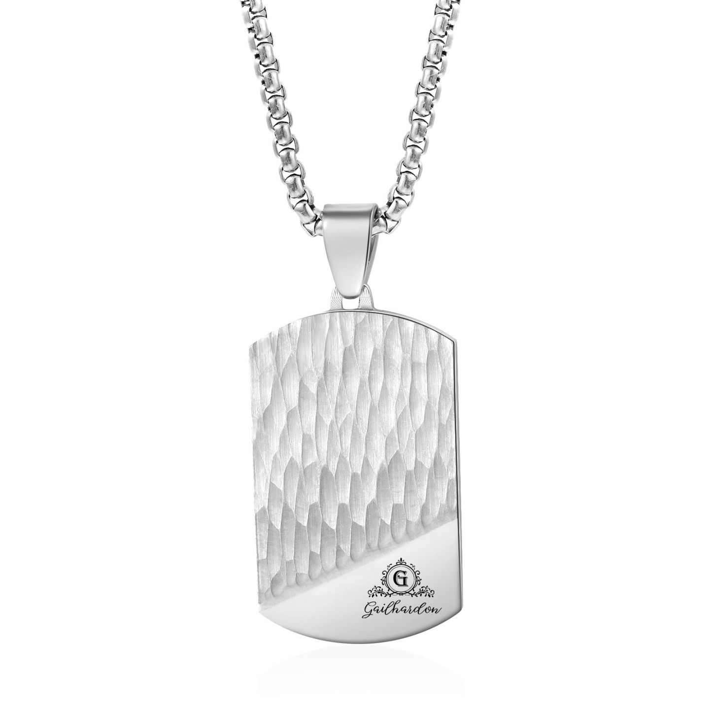 Collar de placa personalizado con 1 nombre, 1 letra y 1 texto en la trasera para hombre-Jessemade ES