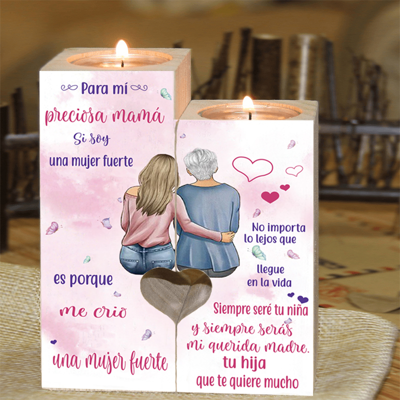 A mi madre-Candelero de madera de dos piezas sin candela