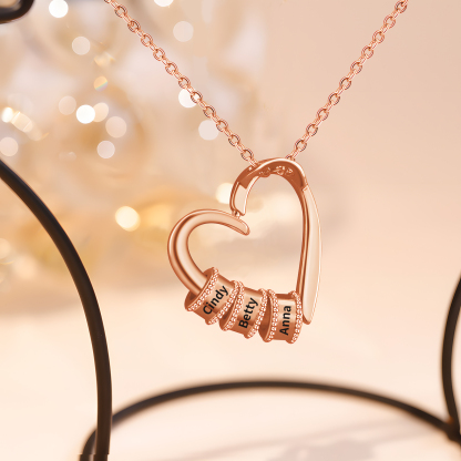 Collar colgante de corazón con 3 nombres personalizados en 3 aros-Jessemade ES