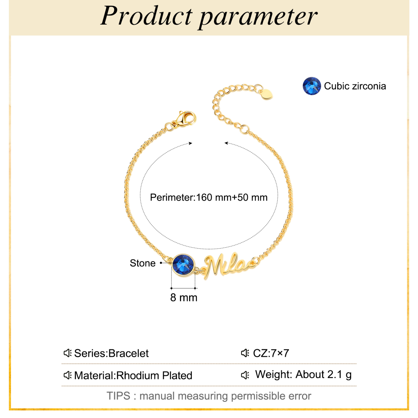 Pulsera personalizada de 1-5 nombres con 1-5 piedras de nacimiento-Jessemade ES