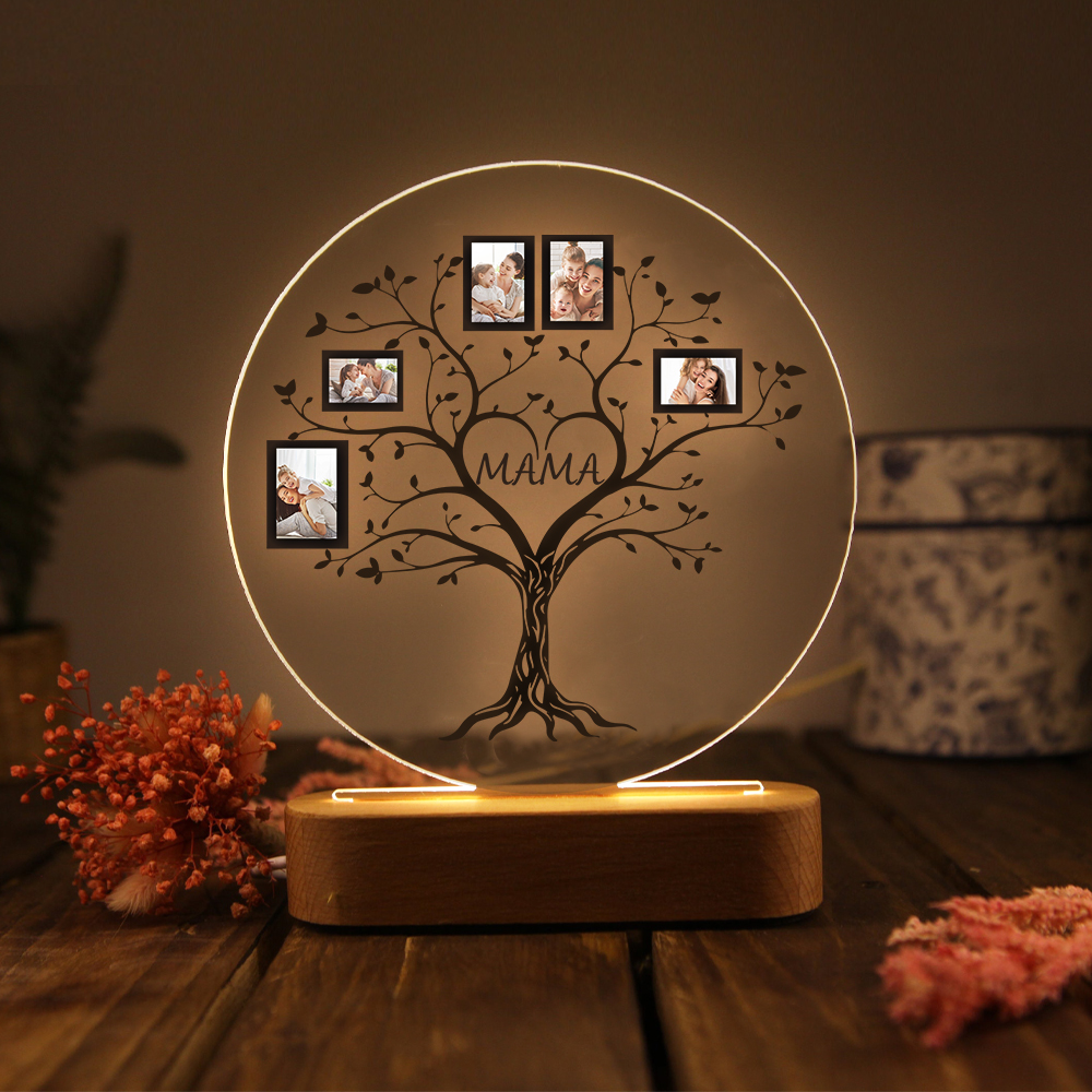 A mi mamá/abuela-Lámpara 3D Ilusión Luz de Noche Personalizada con 2-6 Fotos y 1 Texto-Jessemade ES