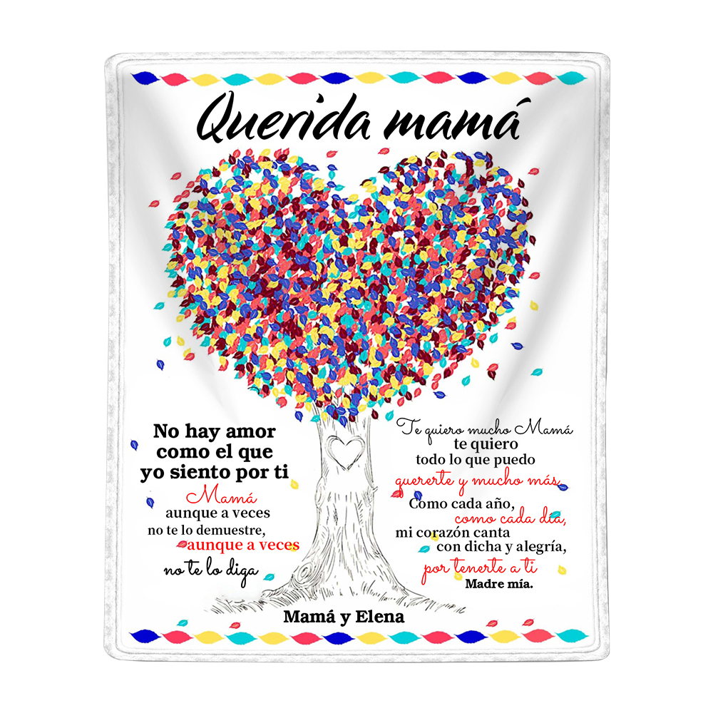 A mi mamá-Manta de buen calidad con frase amoroso y personalizada con 1 texto-Jessemade ES