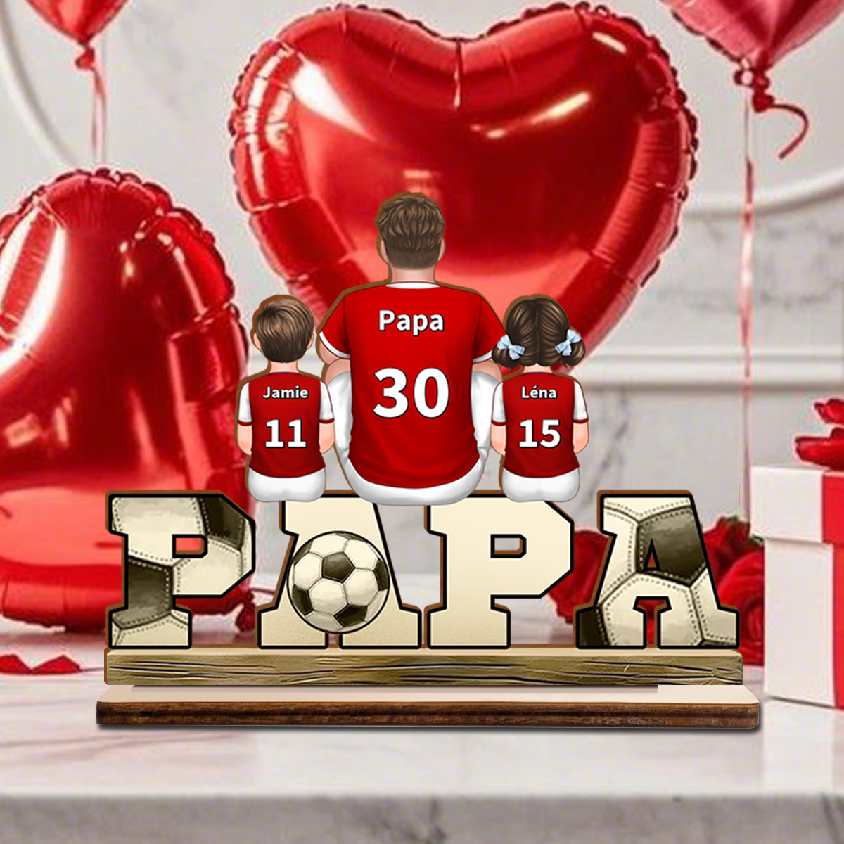 Decoración Papá fútbol con hijos personalizada