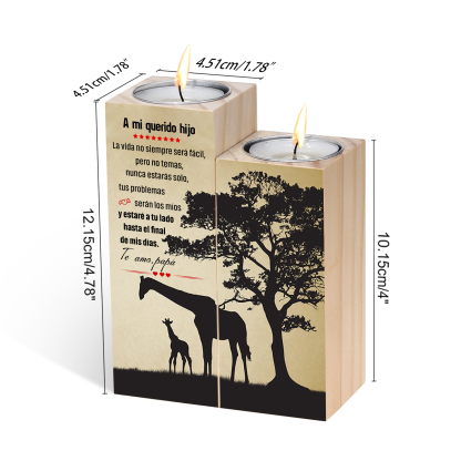 Candelero de dos piezas para hijo de papá de madera de dos piezas sin candela