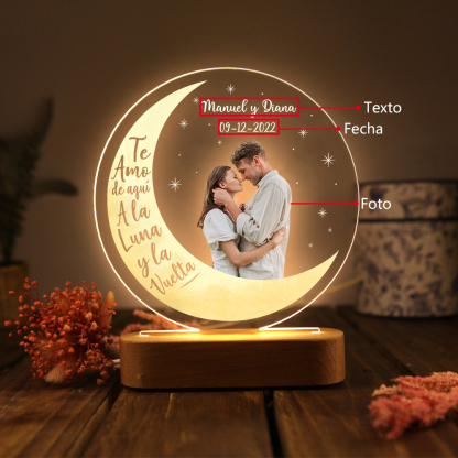 Lámpara para pareja 3D Ilusión Luz de Noche LED texto, fecha y foto personalizados -Jessemade ES