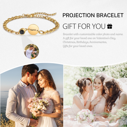 Pulsera con proyección de foto en color para mujer personalizada con 1 nombre Brazalete de proyección-Jessemade ES