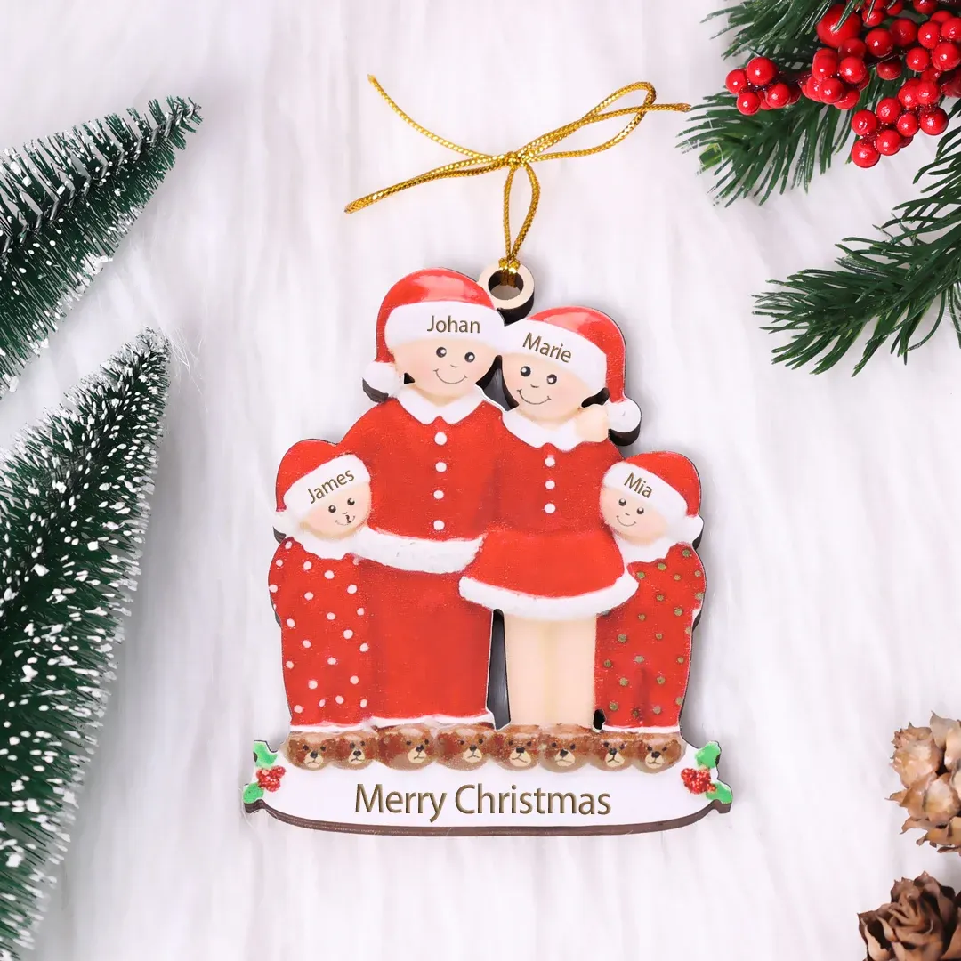 Navidad-Muñecos Ornamentos Navideños 3 Nombres con Texto Personalizados Adorno de Madera