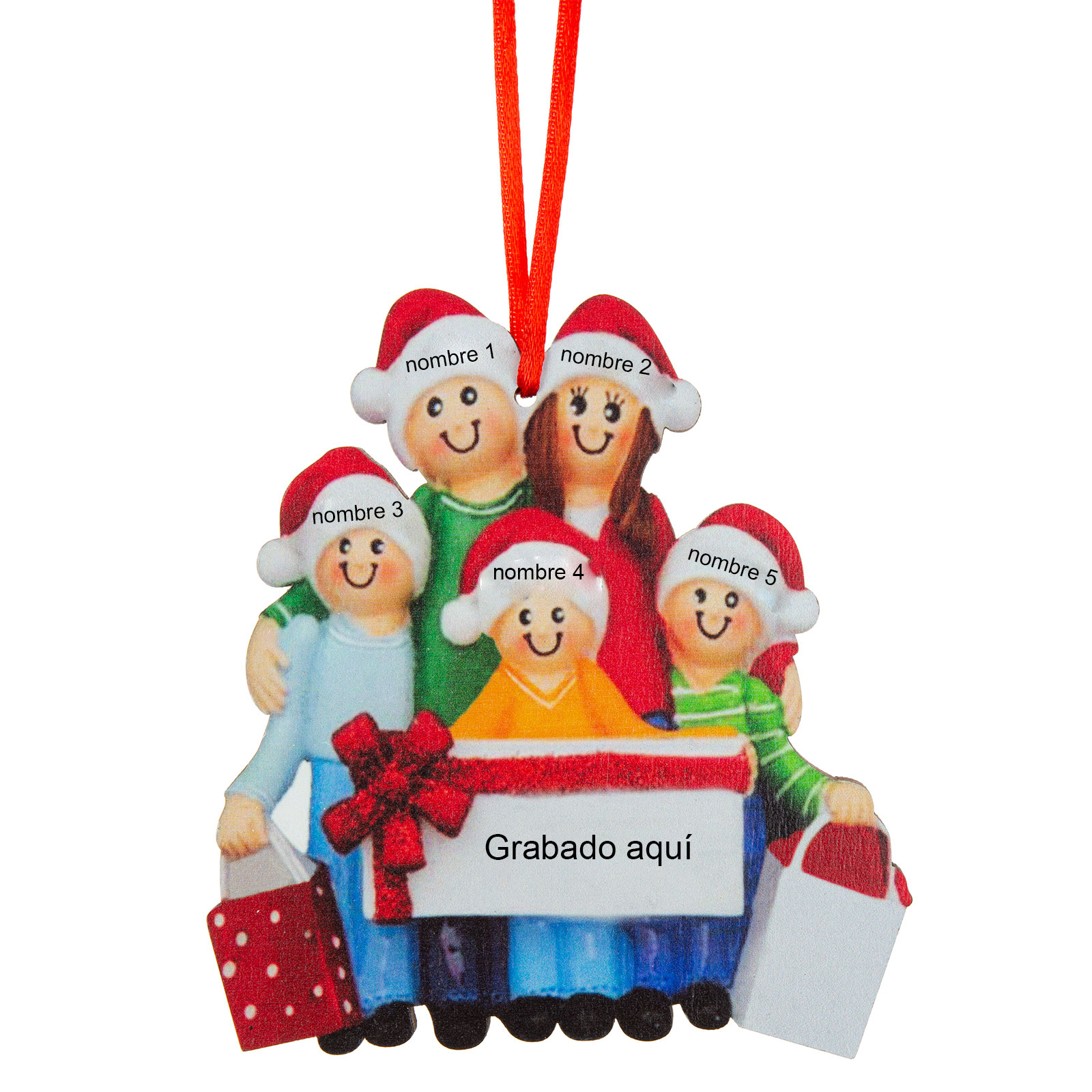 Navidad-Muñeco Ornamento Navideño 5 Nombres y Texto Personalizados Adorno de Madera