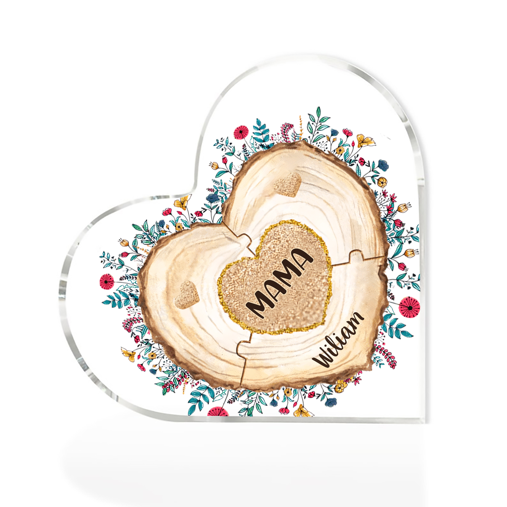 A mi mamá/abuela-Placa de acrílico "Corazones" en forma de corazón 2 nombres personalizados-Jessemade ES