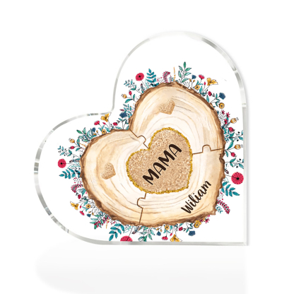 A mi mamá/abuela-Placa de acrílico "Corazones" en forma de corazón 2 nombres personalizados-Jessemade ES