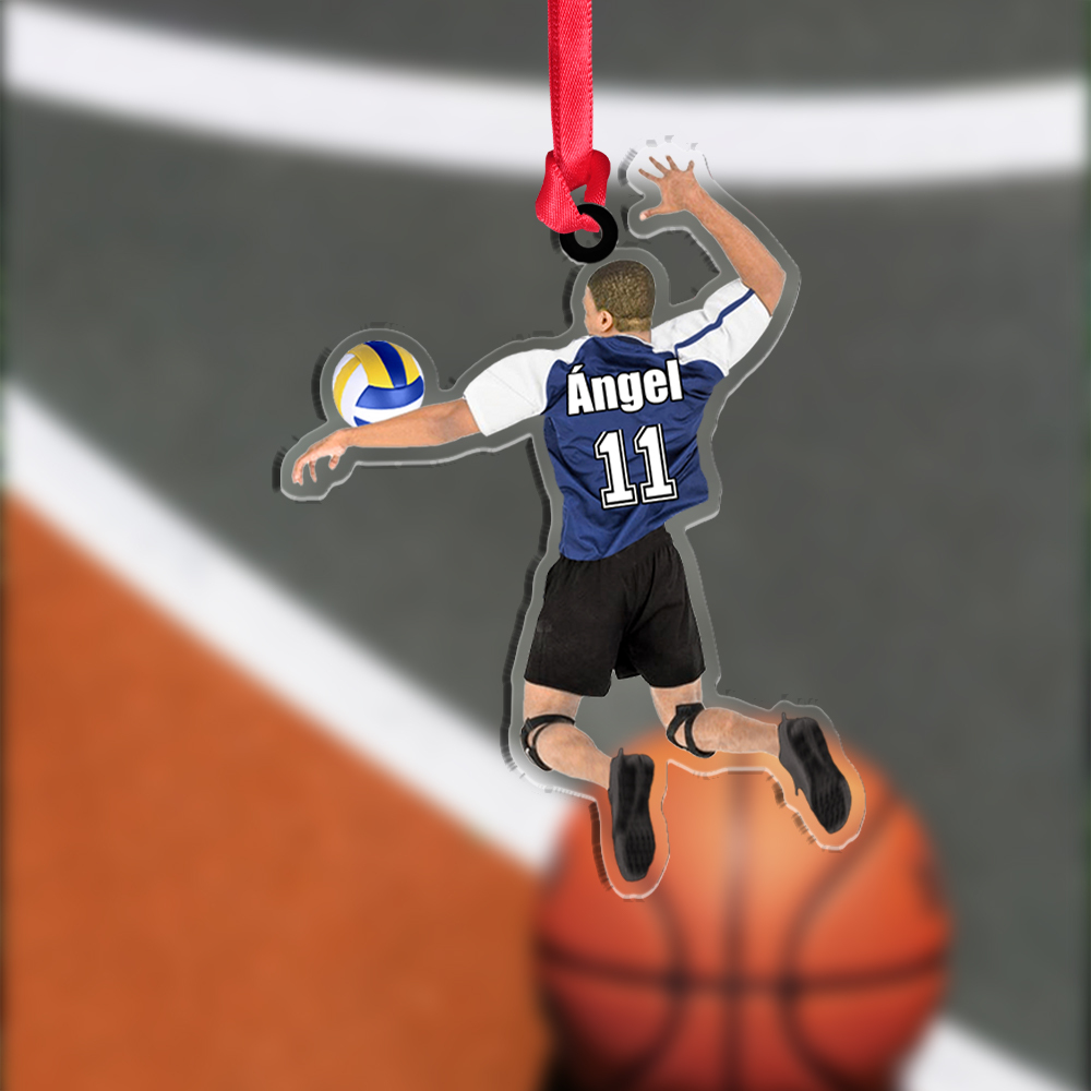 Llavero de acrílico chico/chica con voleibol nombre, número y personaje personalizados