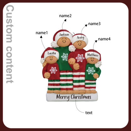 Navidad-Ornamento muñecos navideño de madera 4 nombres y 1 texto personalizados adorno del árbol