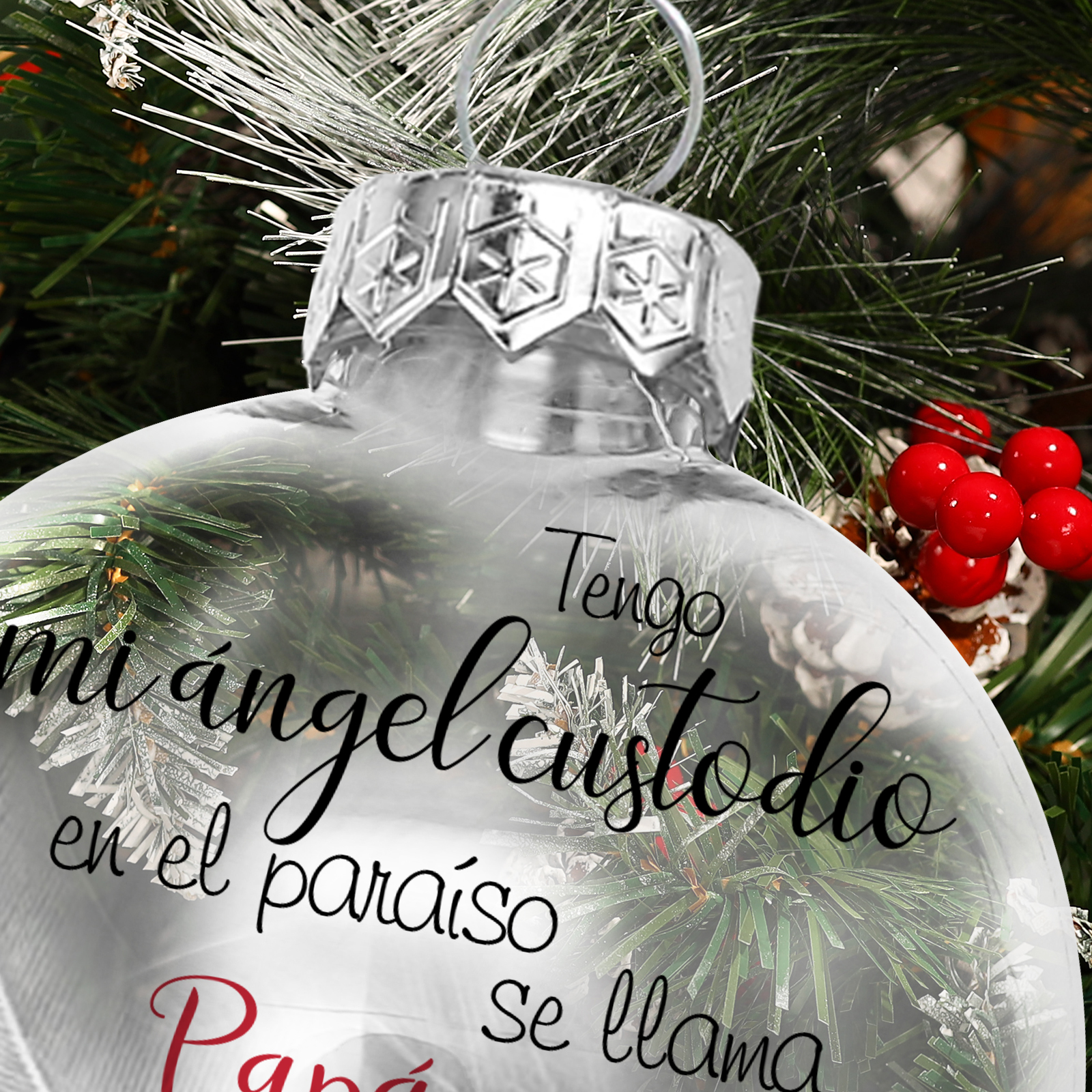 Bola navideña conmemorativa Adorno de Navidad 1 nombre personalizado con pluma -Jessemade ES