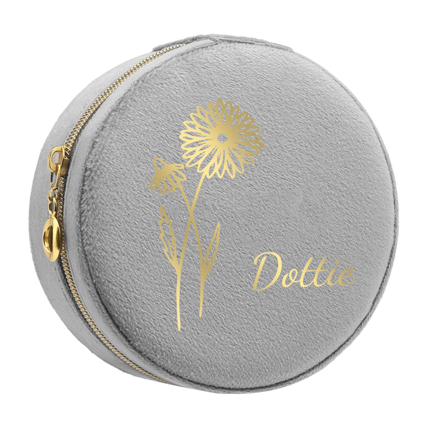Caja de regalo para joya personalizada con nombre y flor de nacimiento-Jessemade ES