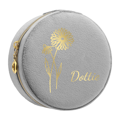 Caja de regalo para joya personalizada con nombre y flor de nacimiento-Jessemade ES