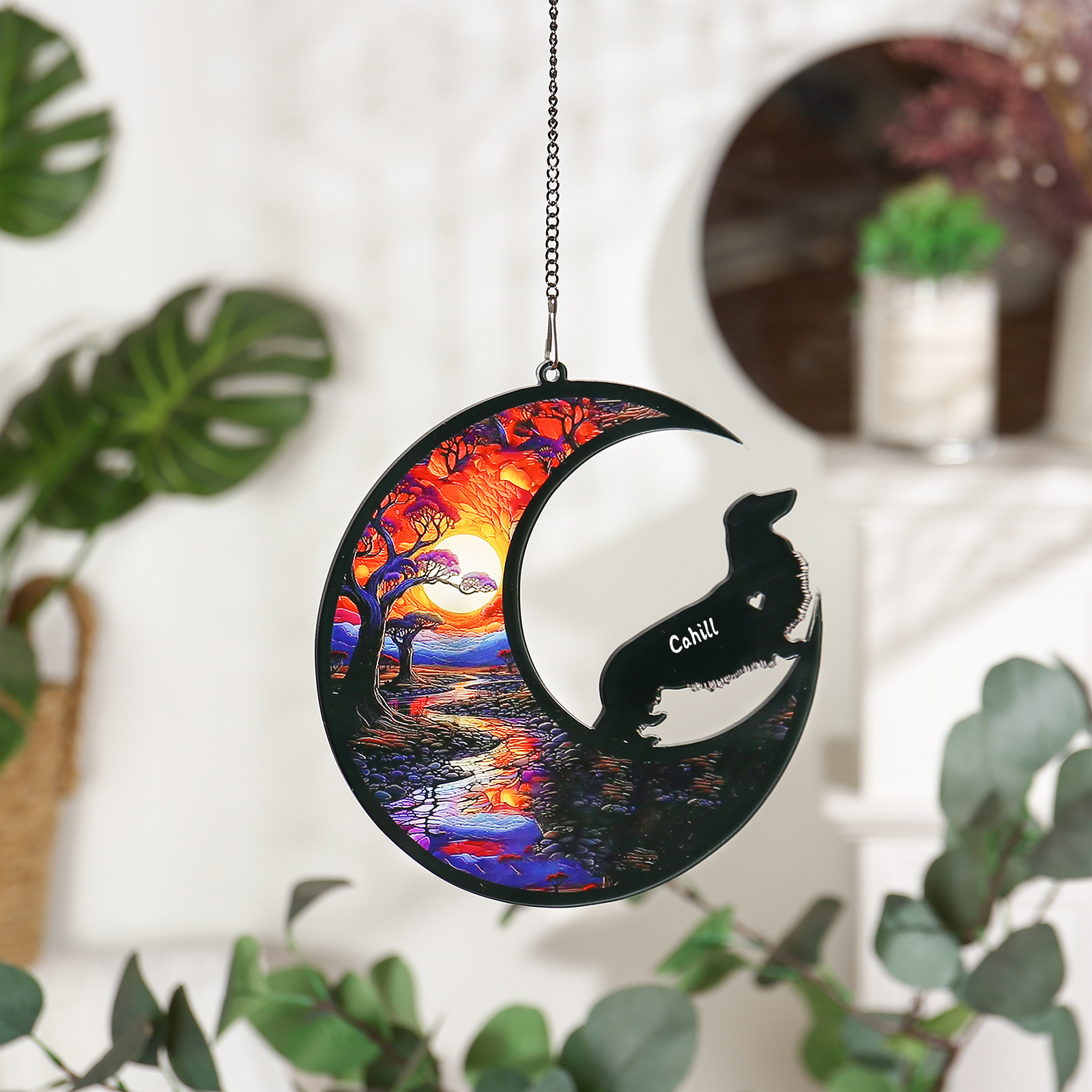 Navidad-Silueta de Perro o Gato Ornamento Navideño 1 nombre personalizado