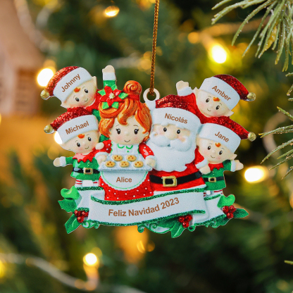 Navidad-Ornamentos Navideños de Madera Mamá y Papá Noel 6 Nombres Personalizados con Texto