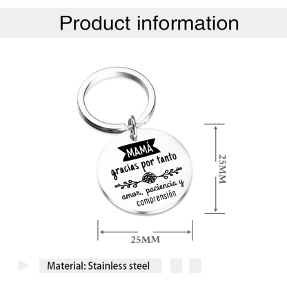 A mi mamá - Llavero de placa redonda "gracias mamá" con 1 foto personalizada-Jessemade ES