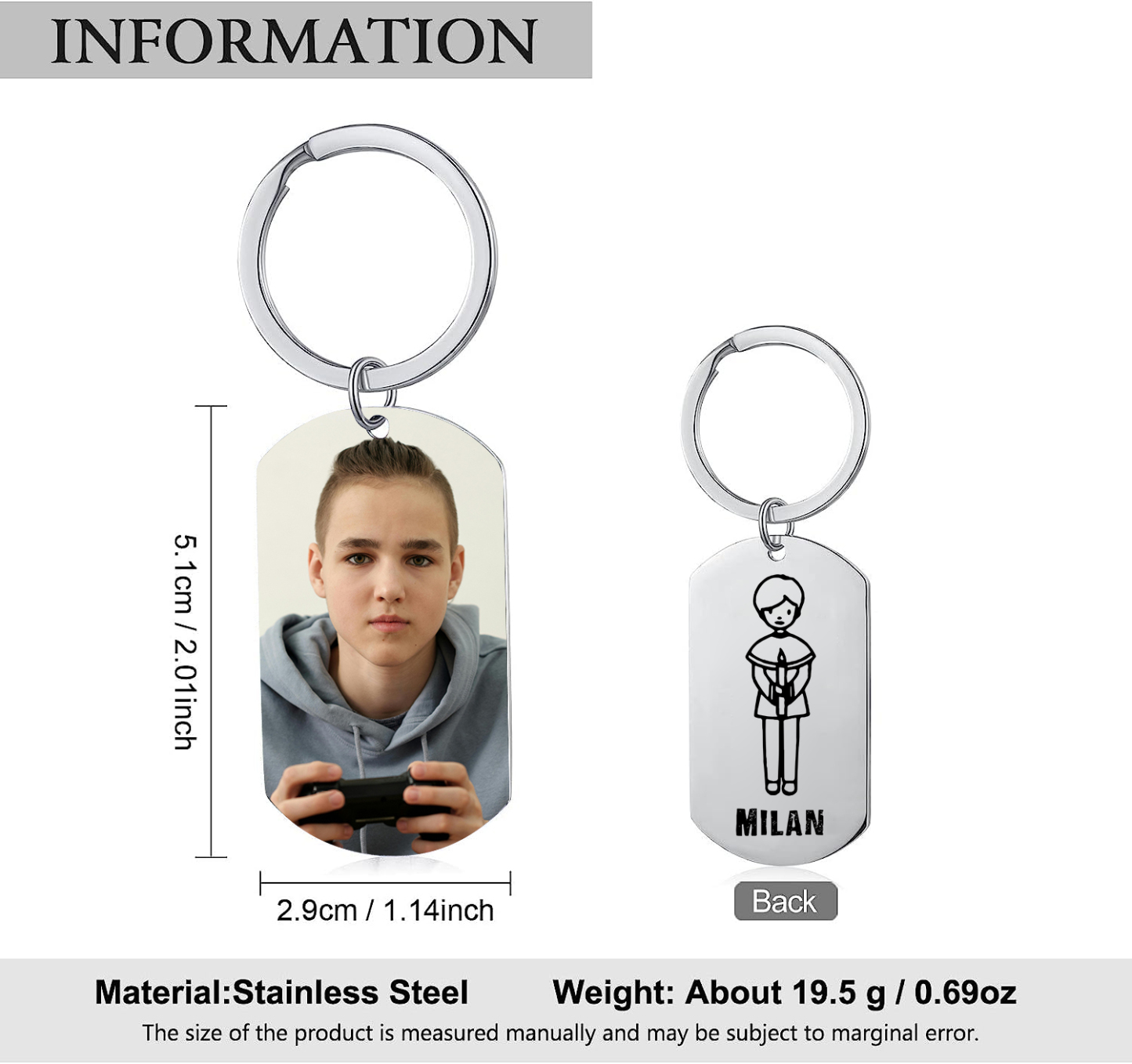 Comunión-Llavero con icono de comunión 1 foto y 1 nombre personalizados-Jessemade ES