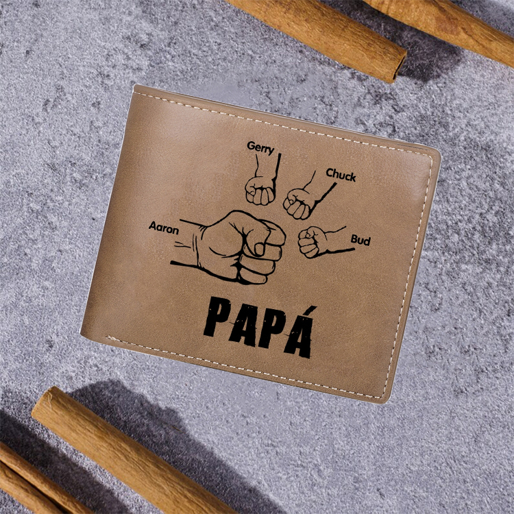 A mi papá-Cartera 2-5 nombres y foto personalizados billetera clásica puño a puño -Jessemade ES