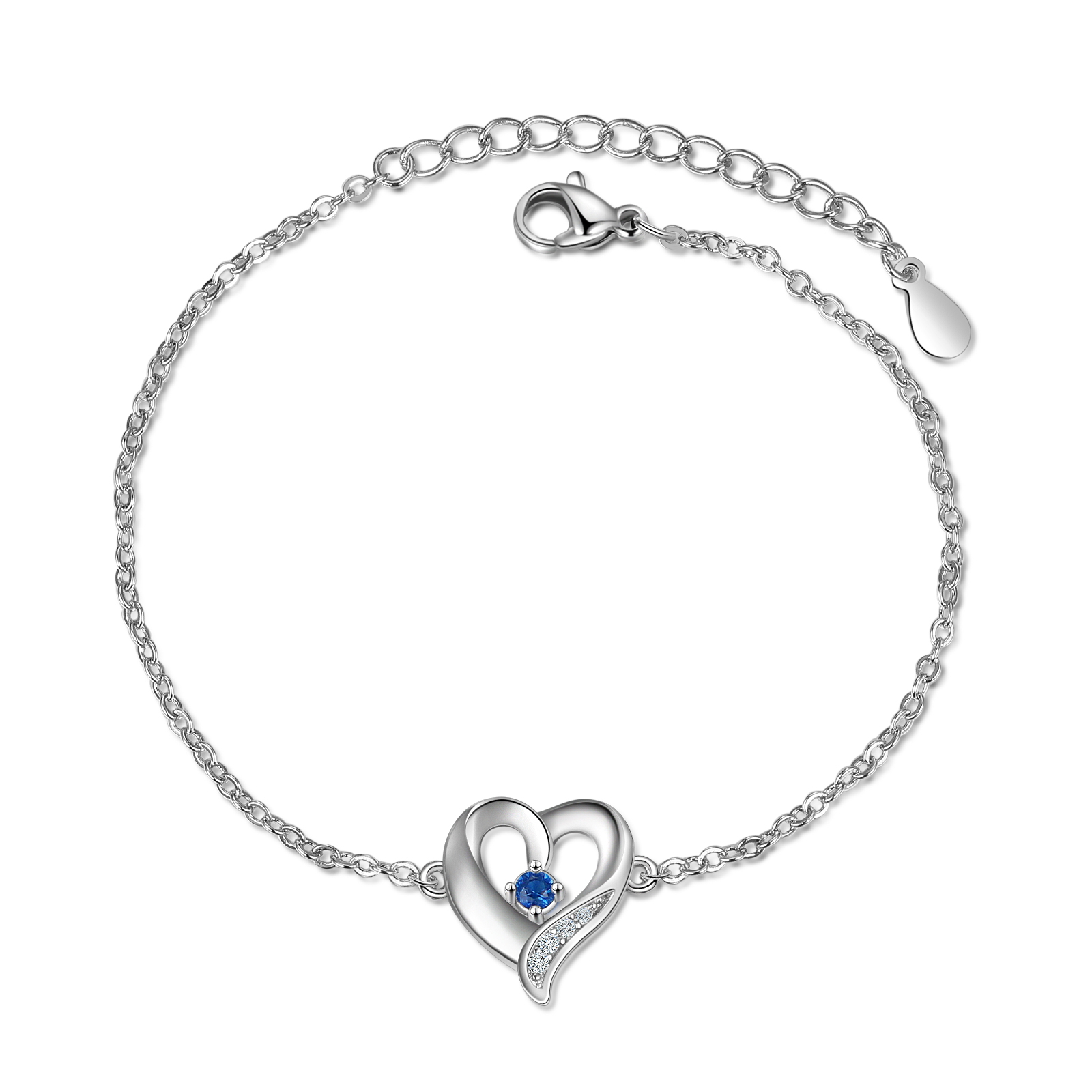 Pulsera de Corazón 1 Nombre Personalizado con 1 Piedra de Nacimiento-Jessemade ES