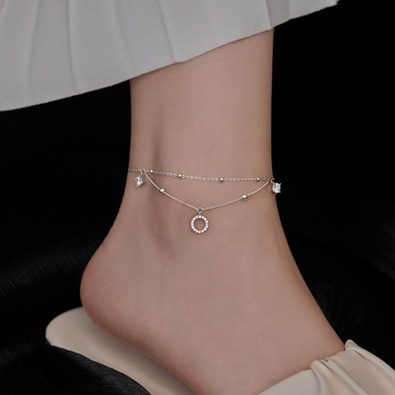 Pulsera de tobillo de doble cadena para mujer regalo de verano