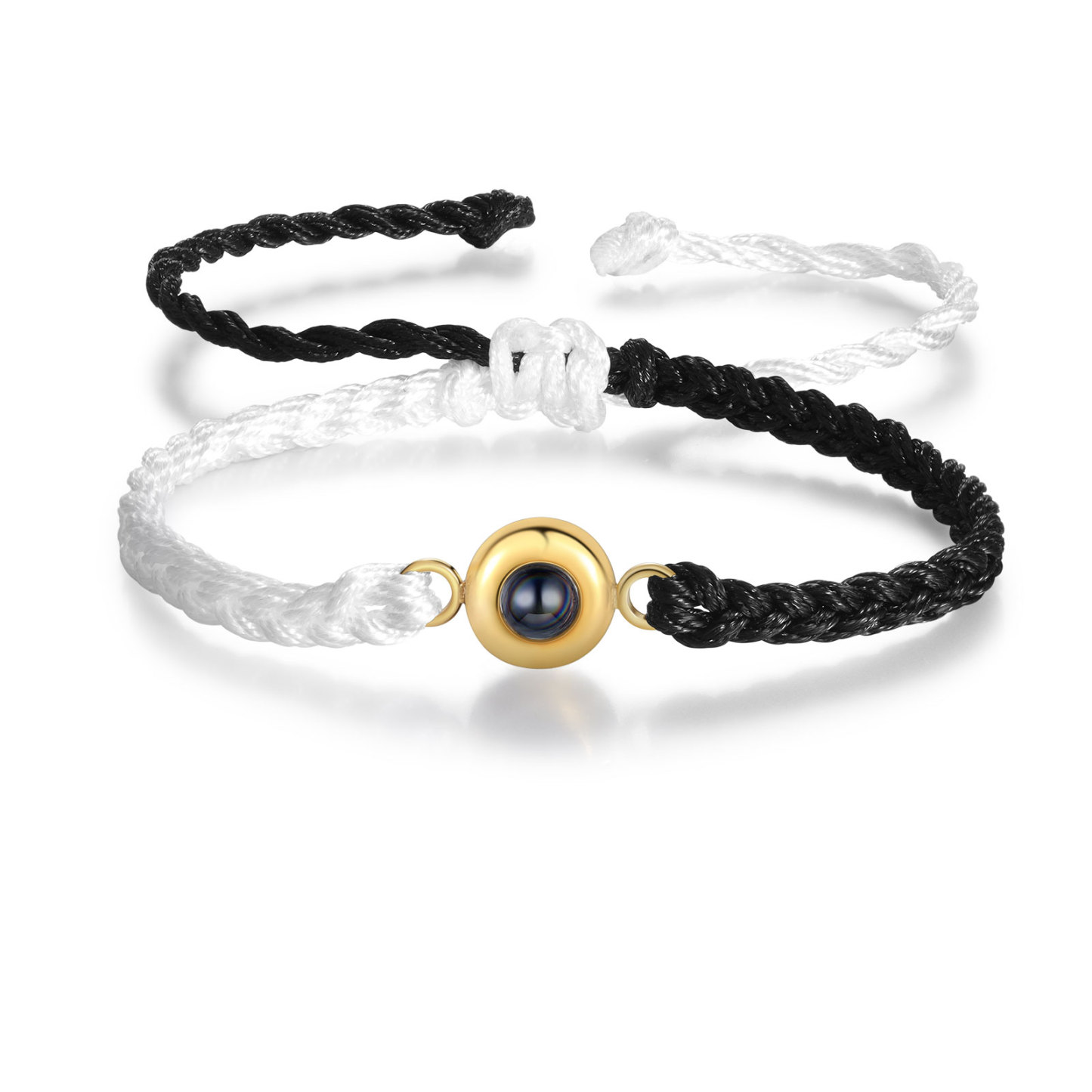 Pulsera de cuerda con proyección de foto en color con dije circular pulsera ajustable-Jessemade ES