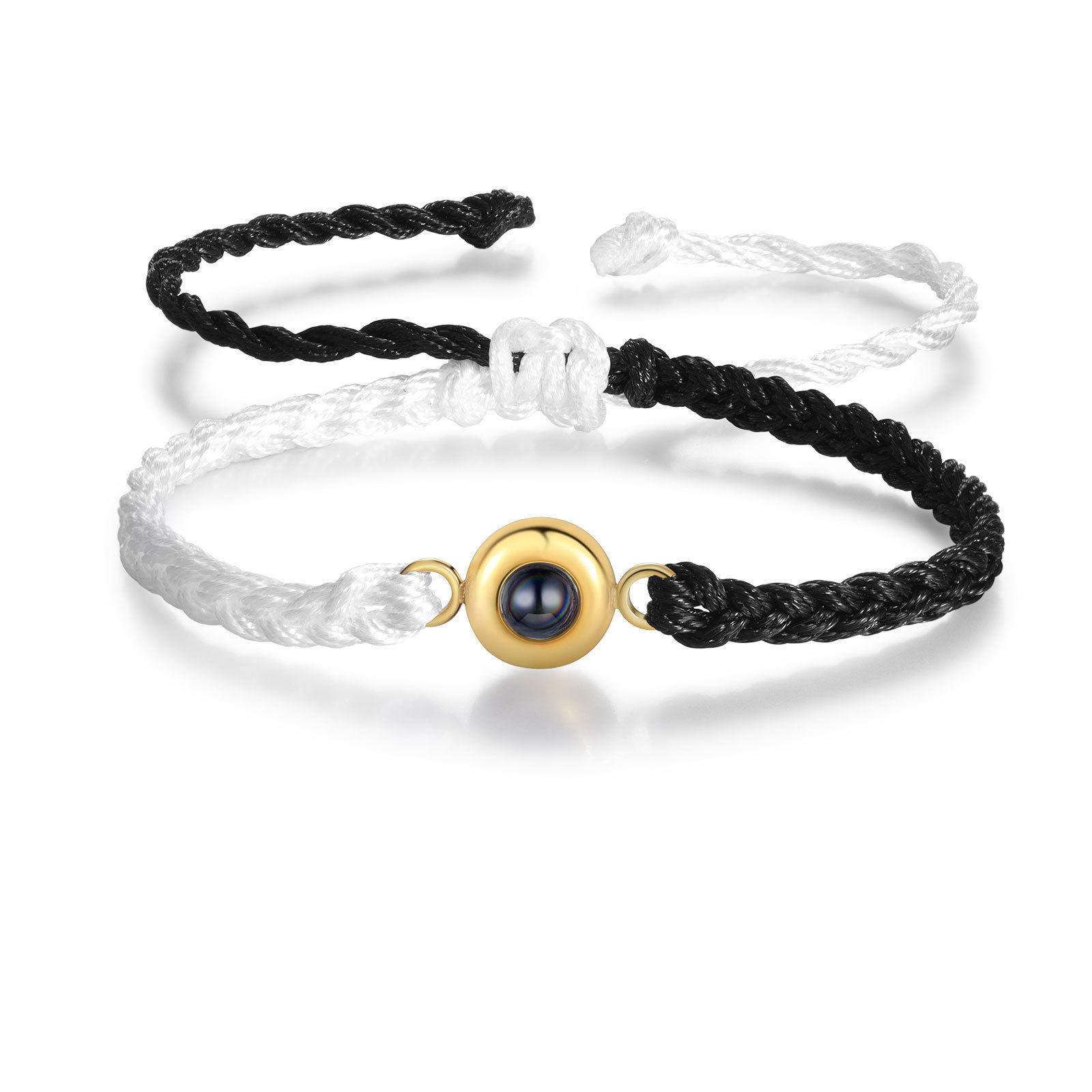 Pulsera de cuerda con proyección de foto en color con dije circular pulsera ajustable-Jessemade ES