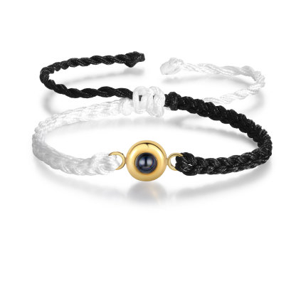 Pulsera de cuerda con proyección de foto en color con dije circular pulsera ajustable-Jessemade ES